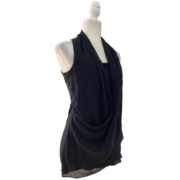 Gold Hawk Draped Silk  Sleeveless Top Blouse - Picture 3 of 8